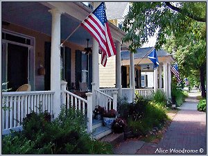 porch with flag