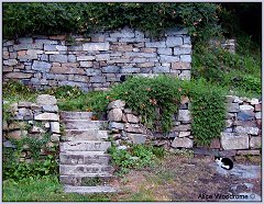 old steps and stone wall