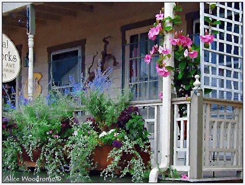 porch with flowers