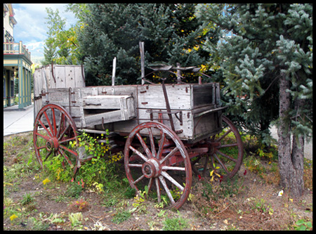 This old wagon along the main street seems perfect in this western town