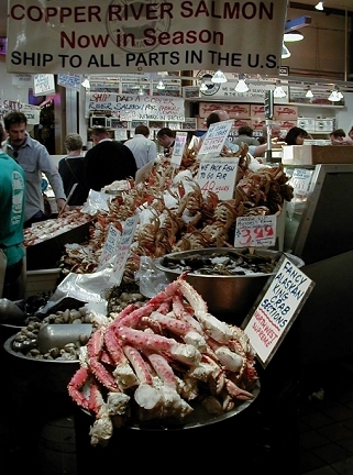Seafood booth at Pike Place Market