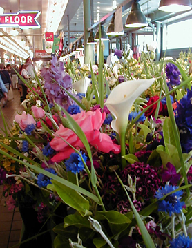 Flower booth at Pike Place Market