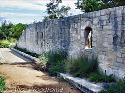 A lovely stone wall with yuccas at the Wildflower center -- click to view picture large
