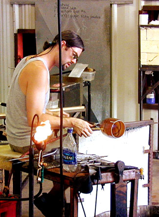 We truly enjoyed observing the glass blowing process at Wimberly Glass Works -- click to view picture large