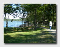 Alice walking toward the beach at the Ozarks State Park