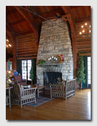 Fireplace in the Willmore Lodge