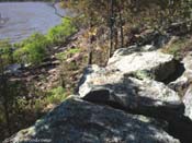 Rocks looking down at Eufaula Lake